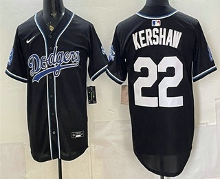 Men's Los Angeles Dodgers #22 Clayton Kershaw 2026 Black Fashion Champions Cool Base Jersey