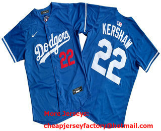 Men's Los Angeles Dodgers #22 Clayton Kershaw Blue Limited Stitched Jersey