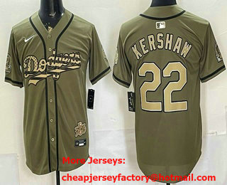 Men's Los Angeles Dodgers #22 Clayton Kershaw Olive USA 2025 World Series Champions Limited Jersey