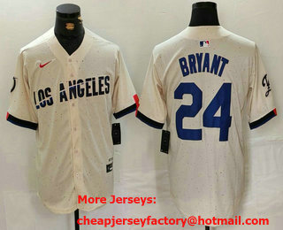 Men's Los Angeles Dodgers #24 Kobe Bryant Cream 2024 City Connect Limited Stitched Jersey