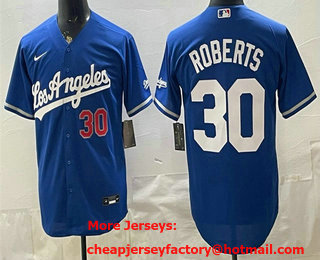 Men's Los Angeles Dodgers #30 Dave Roberts Blue Alternate Stadium Jersey