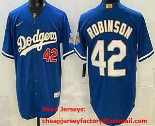 Men's Los Angeles Dodgers #42 Jackie Robinson Blue 2026 Gold Collection Limited Jersey