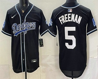 Men's Los Angeles Dodgers #5 Freddie Freeman 2026 Black Fashion Champions Cool Base Jersey