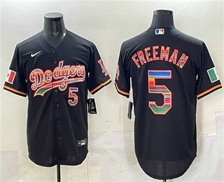 Men's Los Angeles Dodgers #5 Freddie Freeman Black Mexico Cool Base Stitched Jersey