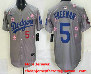 Men's Los Angeles Dodgers #5 Freddie Freeman Grey 2025 Tokyo Series Limited Jersey