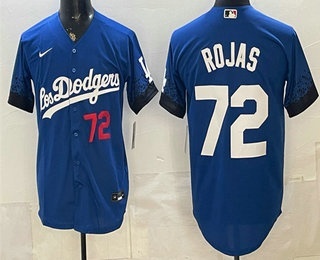 Men's Los Angeles Dodgers #72 Miguel Number Blue City Connect Cool Base Stitched Jersey