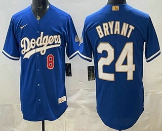Men's Los Angeles Dodgers #8 24 Kobe Bryant Blue 2026 Gold Collection Limited Jersey