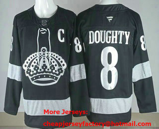 Men's Los Angeles Kings #8 Drew Doughty Black With C Patch Alternate 2025 Authentic Jersey