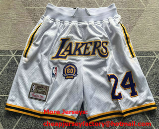 Men's Los Angeles Lakers White 60th Anniversary Throwback Shorts