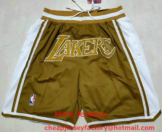 Men's Los Angeles Lakers Yellow MVP Just Don Swingman Throwback Shorts