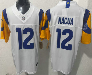 Men's Los Angeles Rams #12 Puka Nacua Limited White FUSE Vapor Jersey