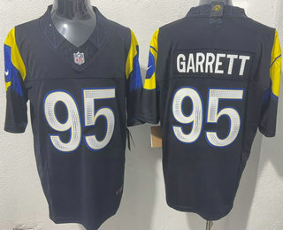 Men's Los Angeles Rams #95 Myles Garrett Limited Navy Rivalries FUSE Vapor Jersey