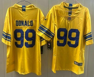 Men's Los Angeles Rams #99 Aaron Donald Limited Yewllow Vapor Jersey