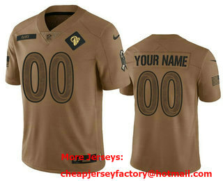 Men's Los Angeles Rams Active Player Custom 2023 Brown Salute To Setvice Limited Stitched Football Jersey