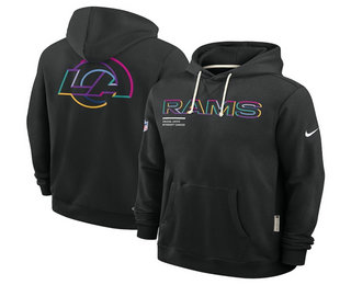 Men's Los Angeles Rams Black 2025 Crucial Catch Club Pullover Hoodie