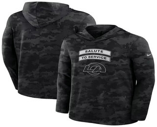 Men's Los Angeles Rams Black 2026 Salute to Service Sideline Lightweight Hoodie Long Sleeve Top