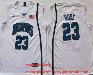 Men's Memphis Tigers #23 Derrick Rose White College Basketball Jersey