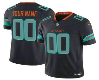 Men's Miami Dolphins Active Player Custom Limited Black Rivalries FUSE Vapor Stitched Jersey