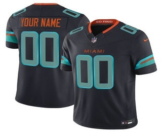 Men's Miami Dolphins Customized Limited Black Rivalries FUSE Vapor Stitched Jersey