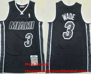 Men's Miami Heat #3 Dwyane Wade Black 2011-12 Hardwood Classics Soul Throwback Jersey