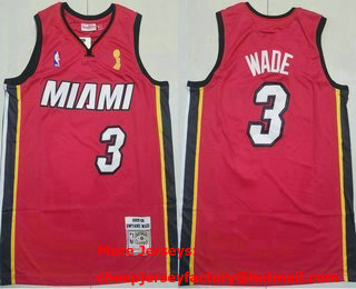 Men's Miami Heat #3 Dwyane Wade Red 2005-06 Hardwood Classics Soul Throwback Jersey