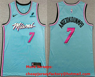 Men's Miami Heat #7 Giannis Antetokounmpo Blue Swingman Sponsor Stitched Jersey