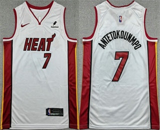 Men's Miami Heat #7 Giannis Antetokounmpo White 2026 Association Edition Swingman Stitched Jersey