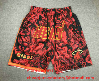 Men's Miami Heat Red Hardwood Classics Soul Swingman Throwback Fashion Shorts