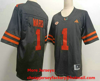Men's Miami Hurricanes #1 Cam Ward Black FUSE College Football Jersey