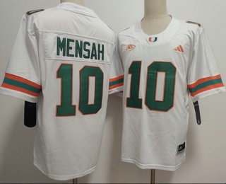 Men's Miami Hurricanes #10 Darien Mensah White FUSE College Football Jersey