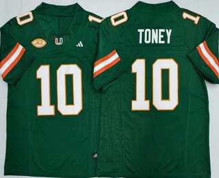 Men's Miami Hurricanes #10 Malachi Toney Green College Football Jersey