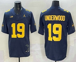 Men's Michigan Wolverines #19 Bryce Underwood Navy FUSE Fashion College Stitched Jersey