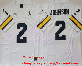 Men's Michigan Wolverines #2 Will Johnson White FUSE College Stitched Jersey