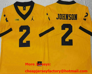 Men's Michigan Wolverines #2 Will Johnson Yellow Vapor College Stitched Jersey
