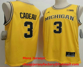 Men's Michigan Wolverines #3 Elliot Cadeau Yellow College Basketball Jersey