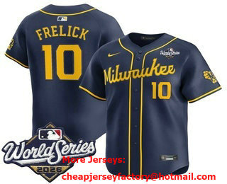 Men's Milwaukee Brewers #10 Sal Frelick Navy 2026 World Series Alternate Limited Stitched Jersey