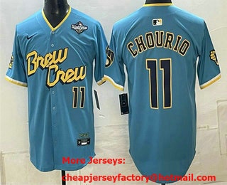 Men's Milwaukee Brewers #11 Jackson Chourio Powder Blue 2026 World Series City Connect Limited Stitched Jersey