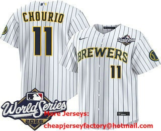 Men's Milwaukee Brewers #11 Jackson Chourio White 2026 World SeriesStitched Jersey