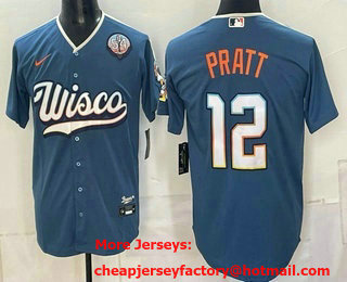 Men's Milwaukee Brewers #12 Cooper Pratt Blue 2026 City Connect Stadium Jersey