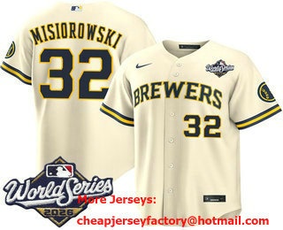Men's Milwaukee Brewers #32 Jacob Misiorowski Cream 2026 World Series Stitched Jersey