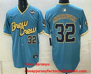 Men's Milwaukee Brewers #32 Jacob Misiorowski Powder Blue 2026 World Series City Connect Limited Stitched Jersey