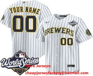 Men's Milwaukee Brewers ACTIVE PLAYER Custom White 2026 World Series Cool Base Stitched Jersey