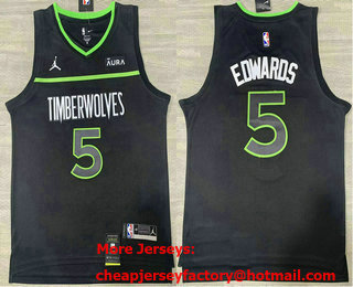 Men's Minnesota Timberwolves #5 Anthony Edwards Black Icon Sponsor Swingman Jersey