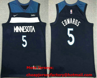 Men's Minnesota Timberwolves #5 Anthony Edwards Navy Icon Sponsor Swingman Jersey