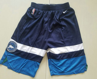 Men's Minnesota Timberwolves  Navy Blue 2017-2018 Nike Swingman Stitched NBA Shorts
