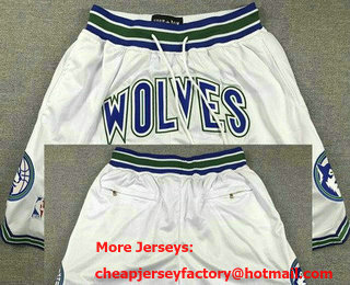 Men's Minnesota Timberwolves White Classic Just Don Shorts