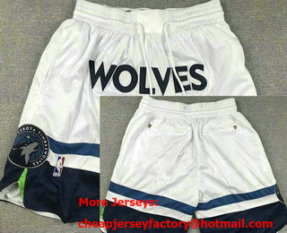 Men's Minnesota Timberwolves White Just Don Shorts