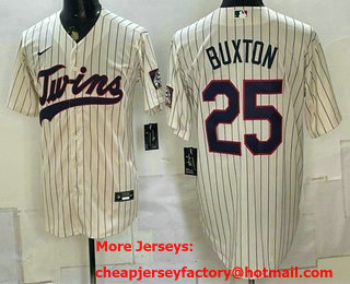 Men's Minnesota Twins #25 Byron Buxton Cream 2026 Field of Dreams Stadium Stitched Jersey