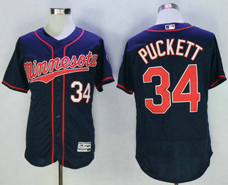 Men's Minnesota Twins #34 Kirby Puckett Navy Blue 2016 Flexbase Baseball Jersey