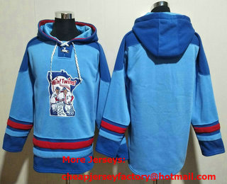 Men's Minnesota Twins Blank Blue Ageless Must Have Lace Up Pullover Hoodie